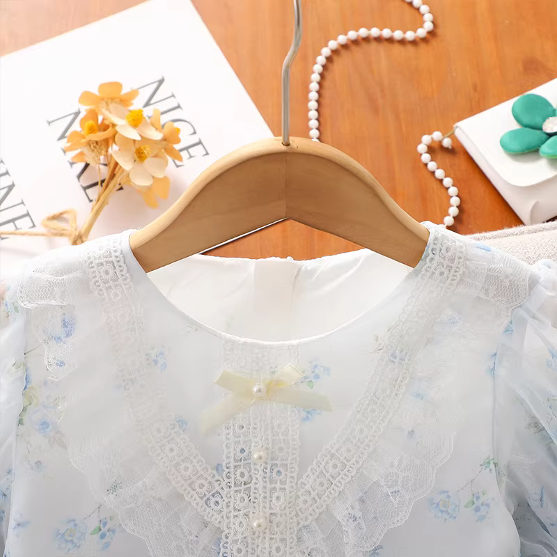 Váy bé gái hè 2025 kiểu mới, váy công chúa ngắn tay cho bé gái, váy voan hoa mỏng mùa hè