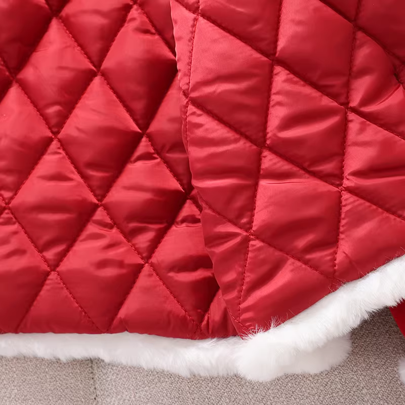 Bộ trang phục Tết Hanfu Mamian cho bé gái năm 2025, thu/đông, chất liệu lông cừu, kiểu Tang phục đỏ, dành cho bé gái lớn