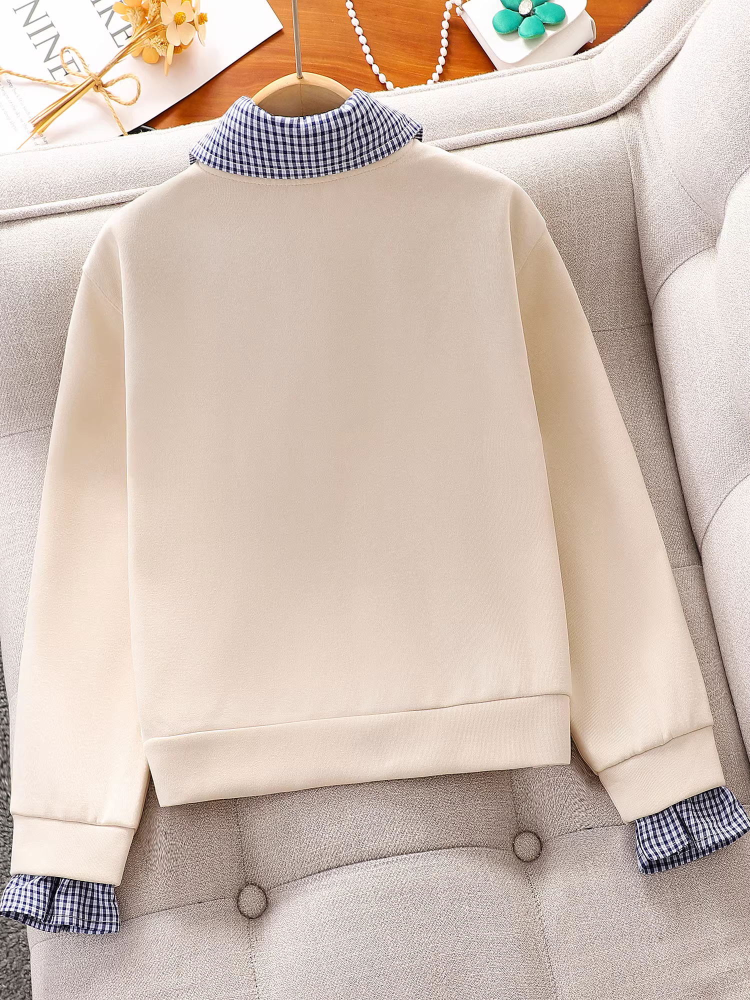 Áo thun hai mảnh thường ngày cho bé gái, kiểu mới xuân thu 2025, áo kiểu preppy cho bé gái lớn, áo thể thao