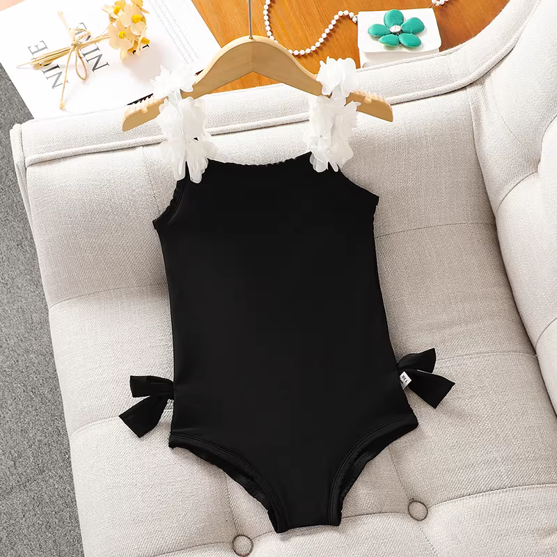 Đồ bơi liền thân mùa hè cho bé gái lớn tuổi kiểu mới 2025, kiểu dây lưng trần, nhanh khô