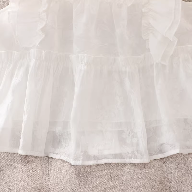 Áo gile trắng bé gái mùa hè 2025 kiểu mới mỏng nhẹ, áo kiểu trẻ em mùa hè thời trang mát mẻ, áo kiểu búp bê