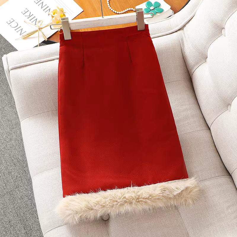 Trang phục phong cách Chanel dành cho bé gái, váy đỏ dày dặn thời trang cho trẻ em, phong cách thu đông, bộ váy hai mảnh dành cho bé gái lớn.