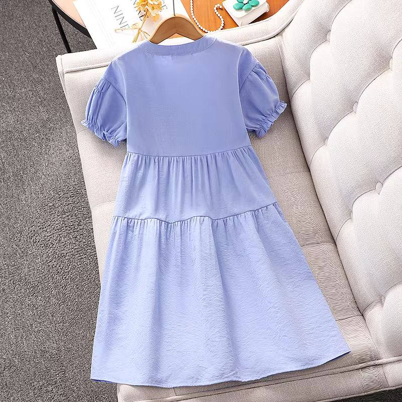 Váy ngắn tay bé gái hè 2025 kiểu mới phong cách tiểu thư công chúa thời trang trẻ em váy hè tôn dáng