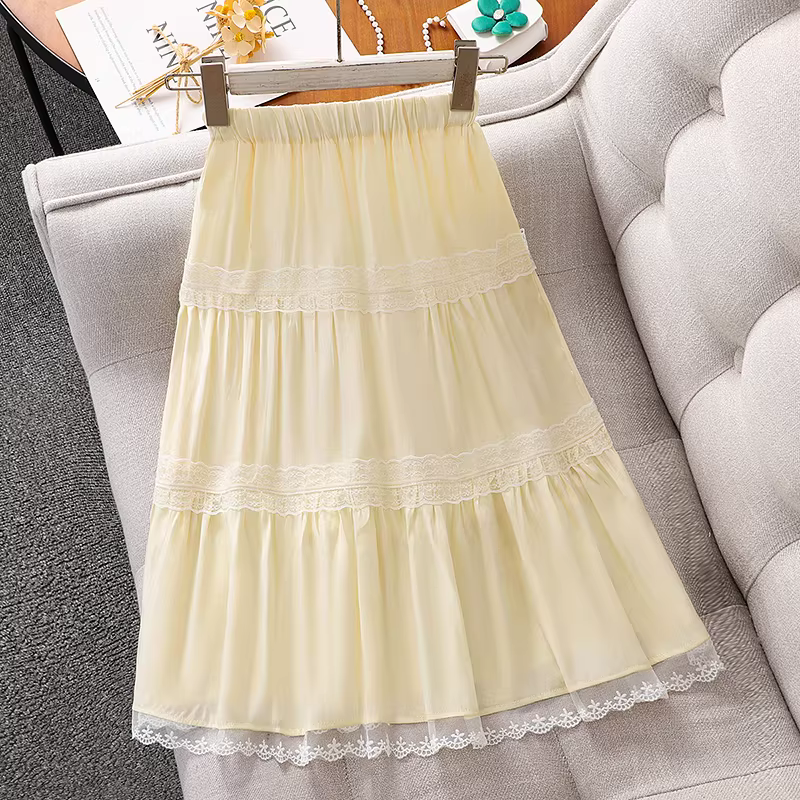 Váy hè bé gái kiểu mới 2025, váy công chúa ren tôn dáng, váy chữ A cao eo cho bé gái