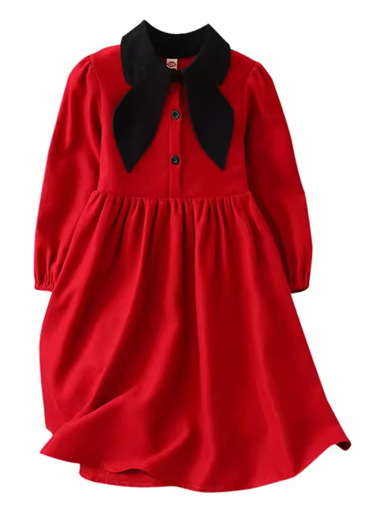 Váy bé gái thu đông 2025 kiểu mới thời trang màu đỏ, váy công chúa, trang phục Tết, váy trẻ em, trang phục chào mừng năm mới