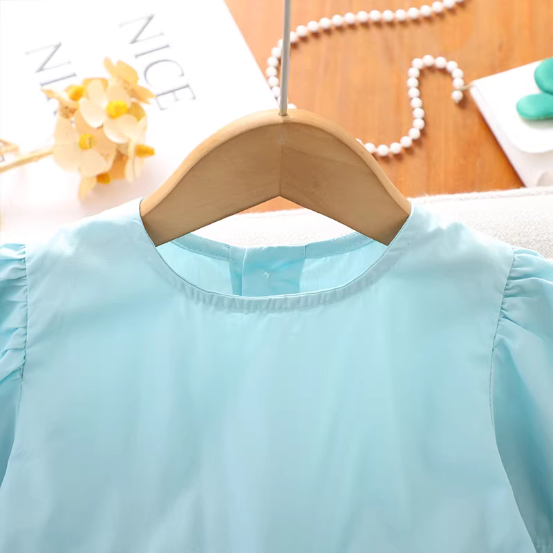 Váy hè kiểu Hàn Quốc cho bé gái 2025, kiểu dáng rộng, thêu họa tiết công chúa, váy mùa hè thường ngày cho trẻ em