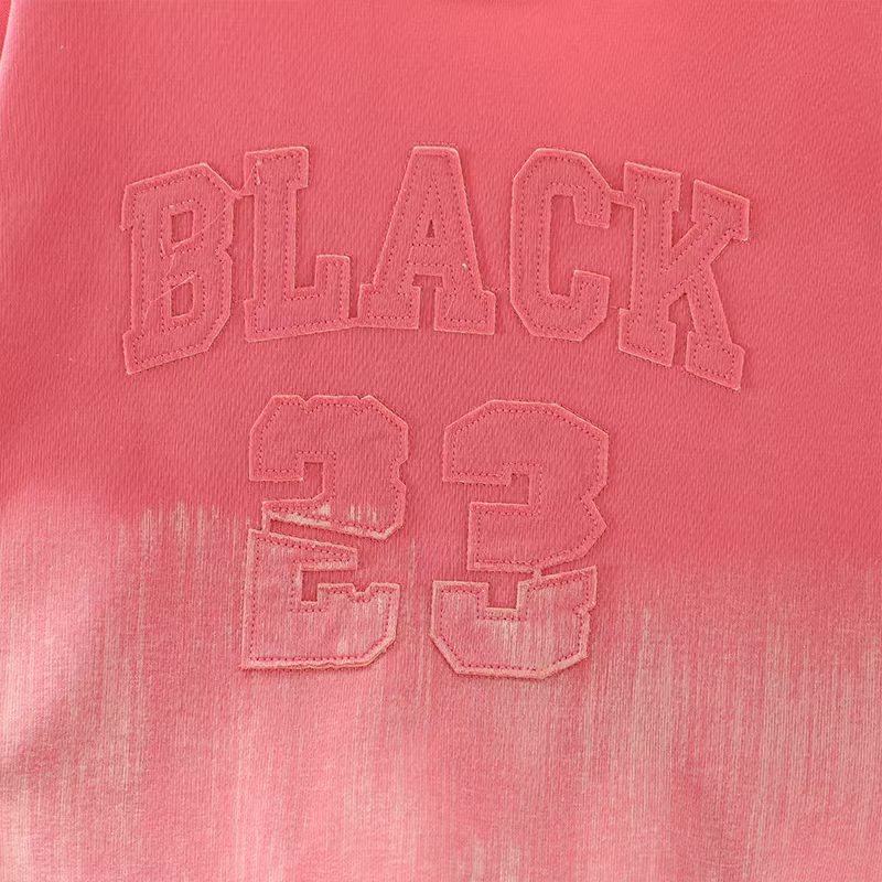 Áo thun bé gái kiểu dáng xu hướng mùa xuân thu 2025, áo thun dài tay phối màu gradient, áo kiểu rộng rãi cho bé gái