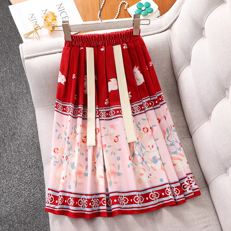 Trang phục mùa đông Hanfu đỏ cho bé gái năm 2025, bộ quần áo Tết cho bé gái, trang phục Tết Nguyên đán kiểu Trung Hoa cho bé gái, trang phục chào mừng năm mới, váy mamian.