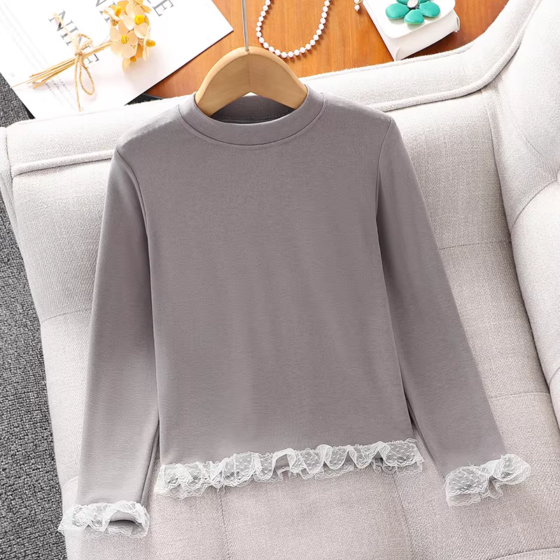 Bộ áo vest nữ xuân thu, áo lót ren viền mới năm 2025, áo thun nữ có dây, trang phục mùa xuân.