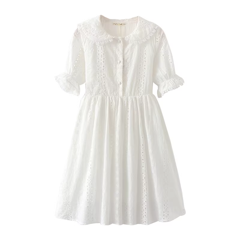 Váy bé gái hè 2025 kiểu dáng thời trang ren, váy hè trẻ em, váy công chúa trắng mùa hè cho bé gái, chất liệu cotton nguyên chất