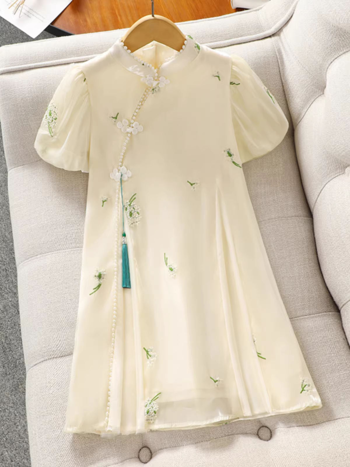 Váy Hanfu mùa hè 2025 kiểu Trung Quốc mới cho bé gái, trang phục siêu tiên nữ, váy công chúa, váy sườn xám cho bé gái