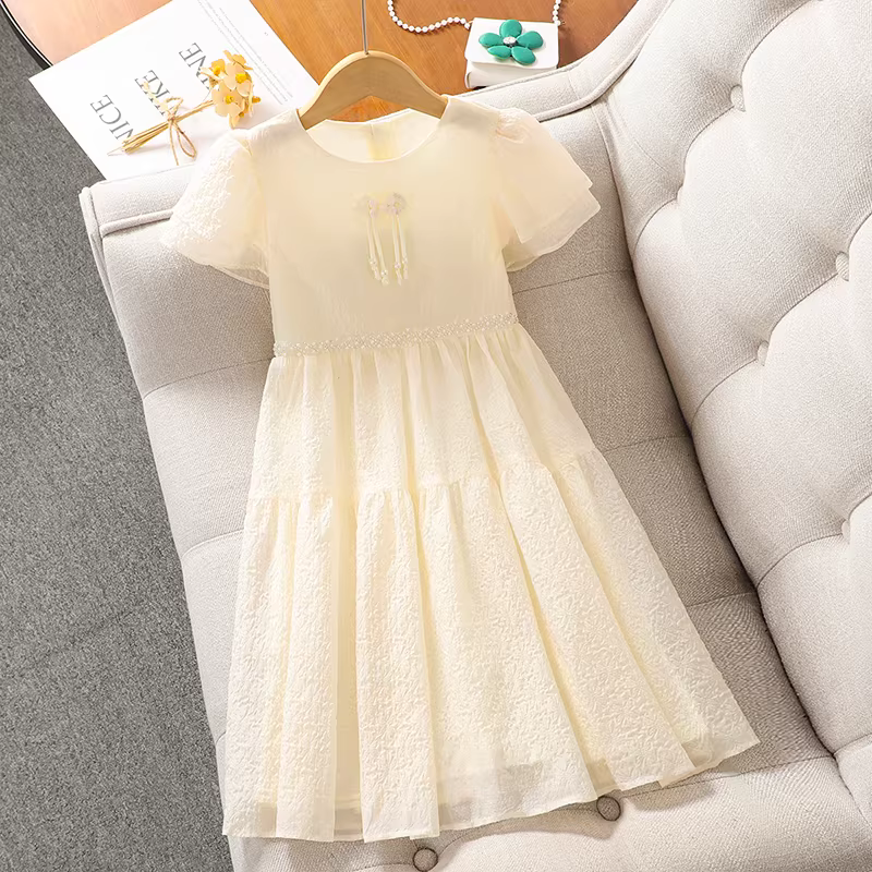 Váy kiểu Trung Hoa cho bé gái, váy Hanfu mùa hè cho bé gái, váy mùa hè kiểu mới 2025, váy công chúa mùa hè cho bé gái với cảm giác sang trọng.