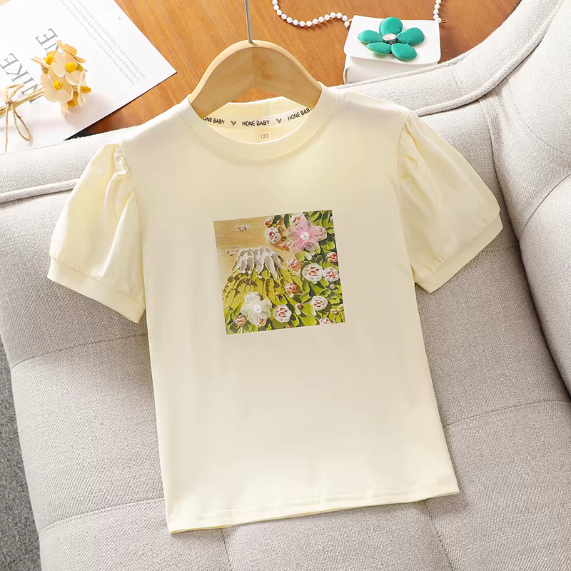 Bộ trang phục hè 2025 cho bé gái, quần áo trẻ em mới, bộ hai mảnh váy ngắn tay hè cho bé gái, bộ đồ váy cho bé lớn