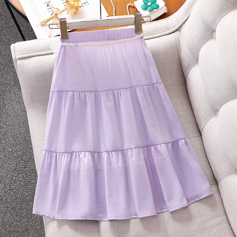 Váy công chúa mùa hè cho bé gái, váy sành điệu và tôn dáng, quần áo trẻ em mỏng mùa hè, váy chữ A cạp cao xếp nếp