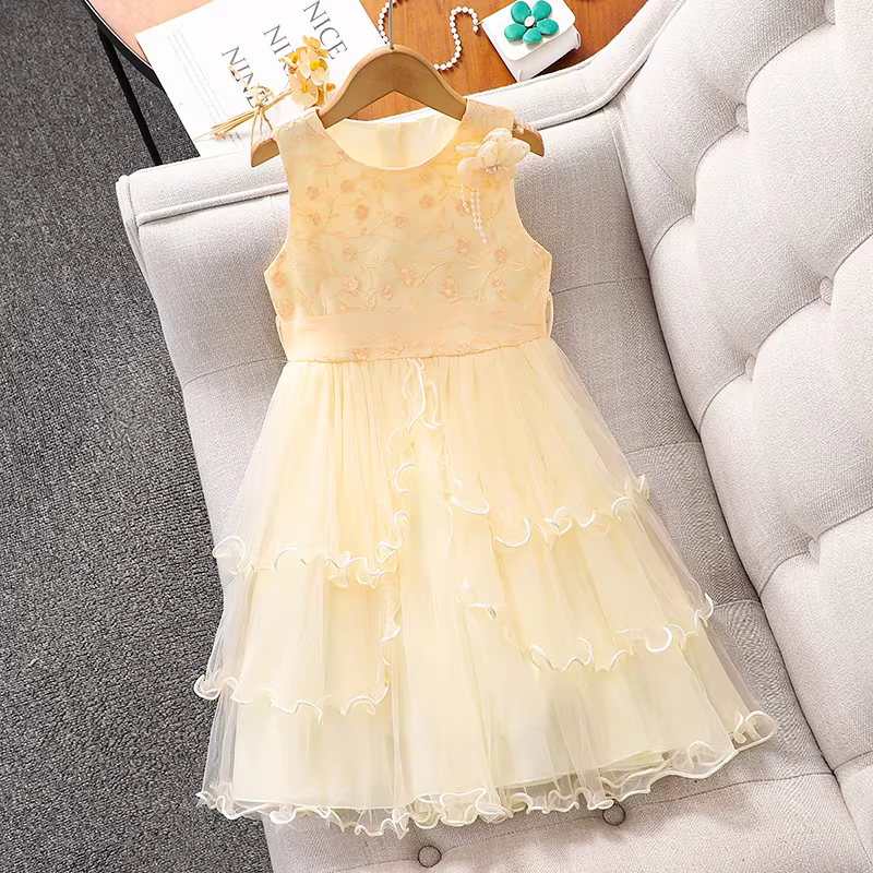 Váy công chúa bé gái mùa hè 2025 mới váy lưới trẻ em váy vest váy không tay cho bé gái váy mùa hè
