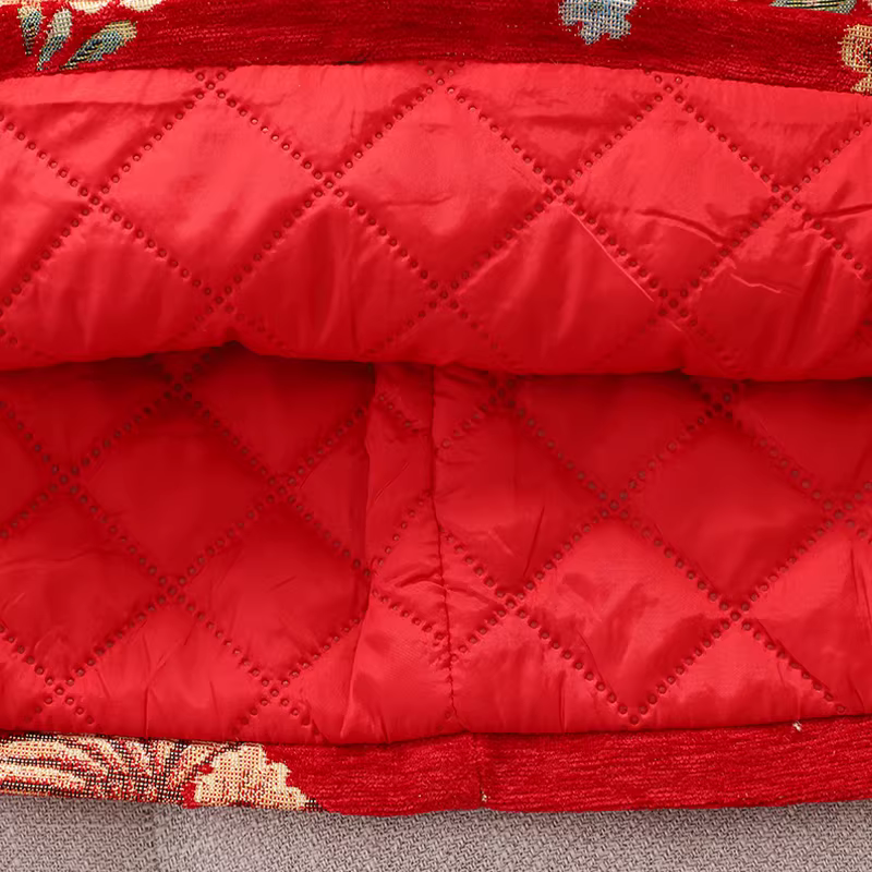 Quần áo năm mới của bé gái váy sườn xám trang phục mùa đông Quần áo năm mới 2025 màu đỏ Trang phục chào mừng năm mới cho các bé gái lớn hơn váy mùa thu đông