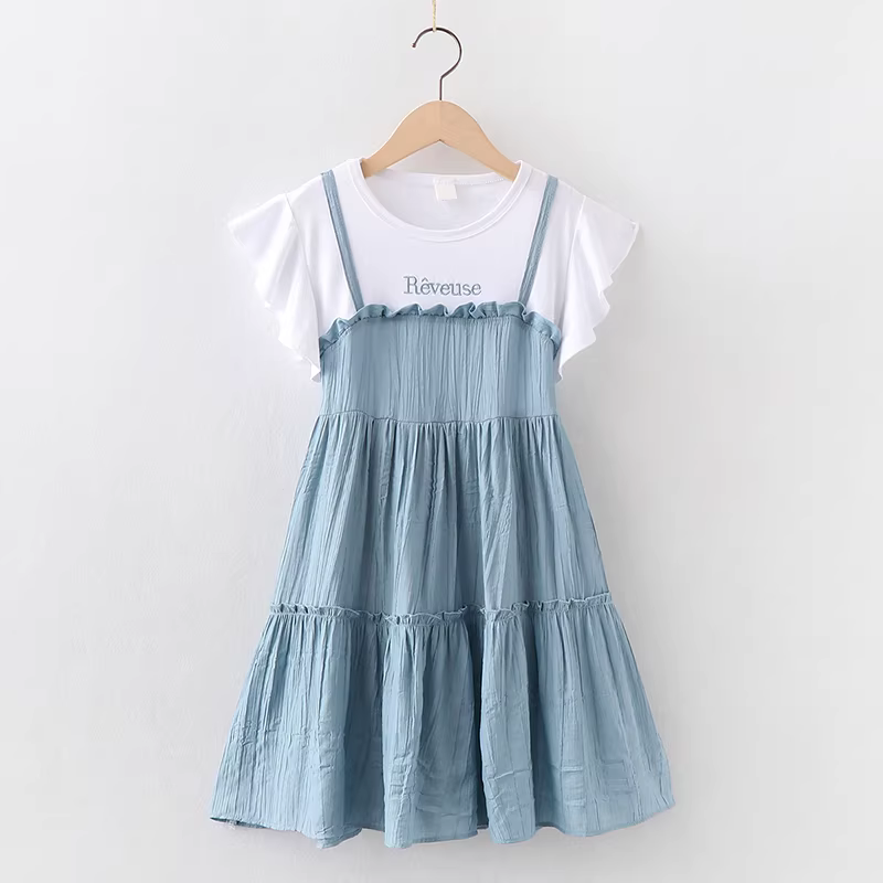 Váy cotton nguyên chất cho bé gái hè 2025 kiểu dáng mới thời trang, váy yếm công chúa cho bé gái từ trung bình đến lớn