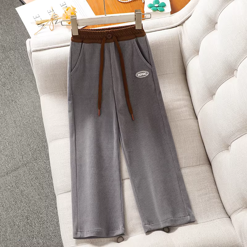 Quần ống rộng thời trang cho bé gái mùa thu, quần thể thao thông thường cho bé gái lớn tuổi, quần ống thẳng sành điệu cho bé gái, trang phục mùa thu