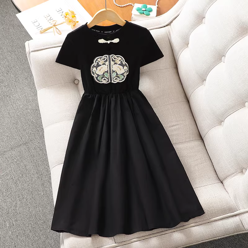 Váy thêu phong cách Trung Hoa cho bé gái trang phục mùa hè Váy công chúa phong cách Trung Hoa mới dành cho trẻ em mẫu mới 2025 dành cho bé gái lớn hơn Váy mùa hè