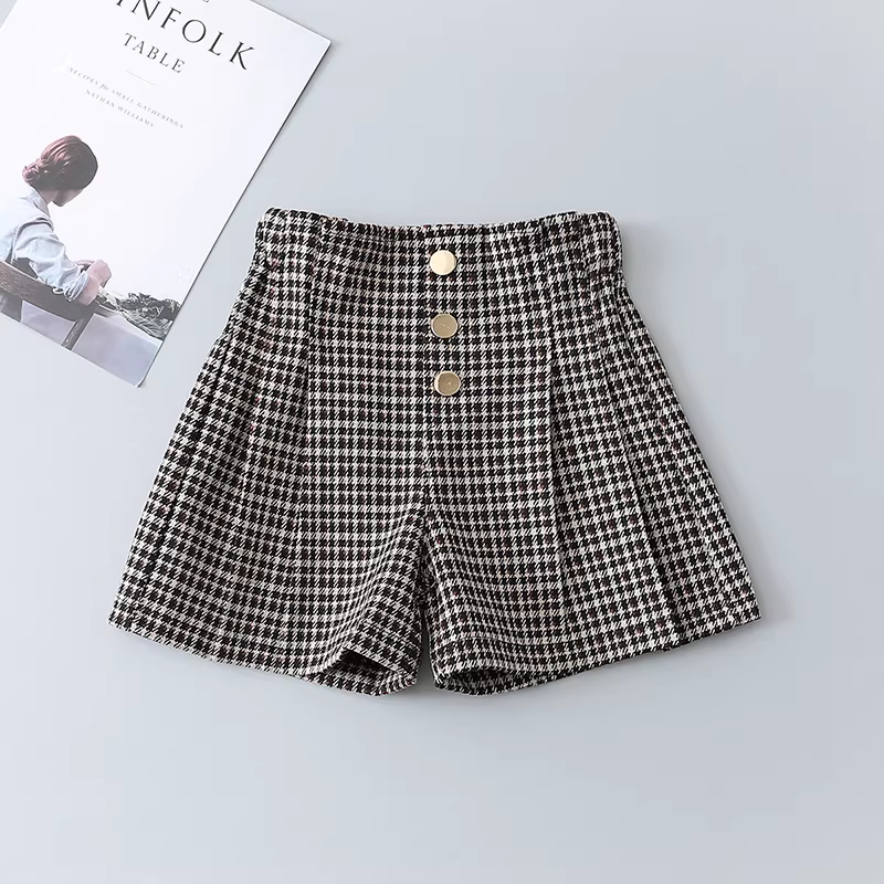 Quần short bé gái mặc ngoài mùa thu đông 2025 quần áo mùa thu mới quần len bé gái cho trẻ lớn hơn quần ống rộng quần trẻ em phong cách mùa đông