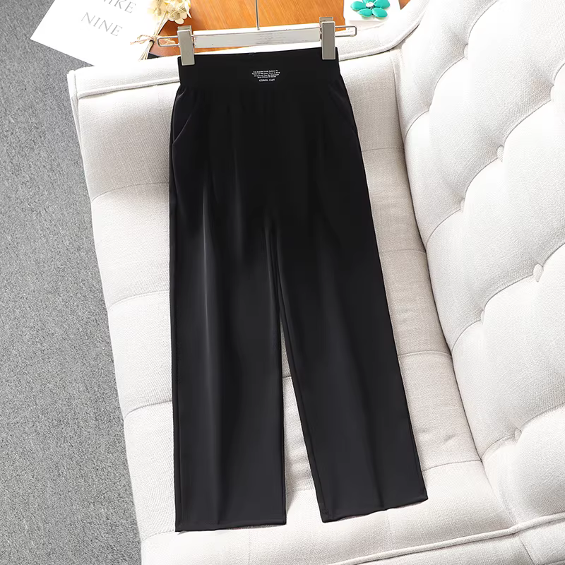 Quần chống muỗi cho bé gái hè 2025 kiểu mới dành cho trẻ lớn, màu trắng, dáng rộng ống đứng dài, chất liệu mỏng