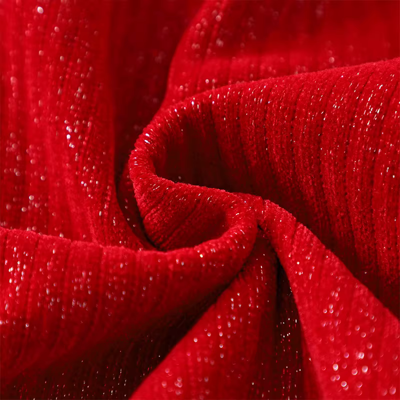 Váy cổ ren đỏ cho bé gái mùa thu đông 2025, váy chào mừng năm mới mới, váy nhung công chúa năm mới cho trẻ em