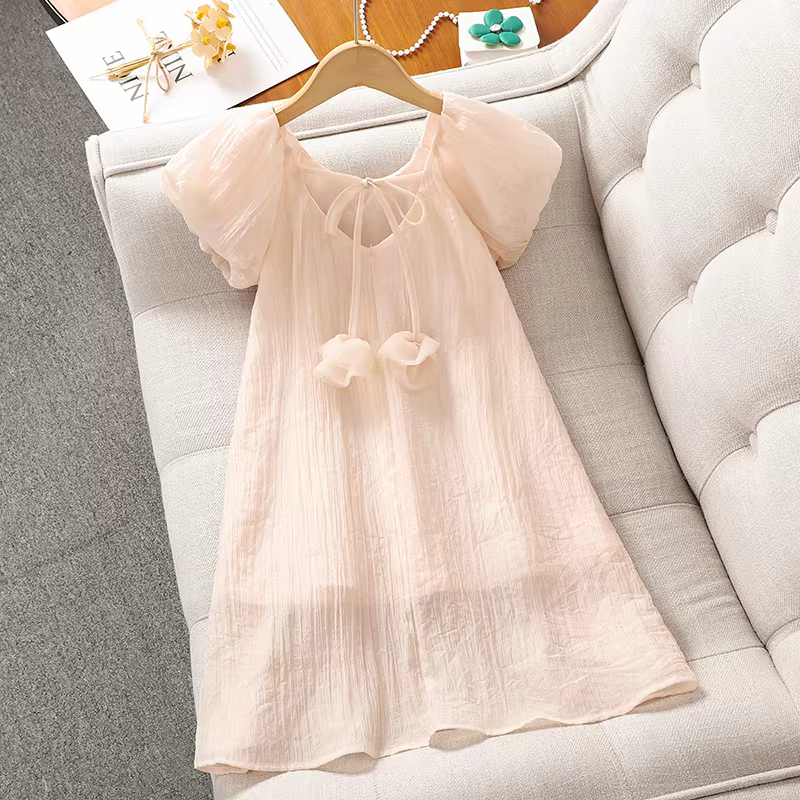 Váy bé gái hè 2025 kiểu mới, váy công chúa tay bồng, váy hè bé gái, váy kiểu tiên nữ không lưng