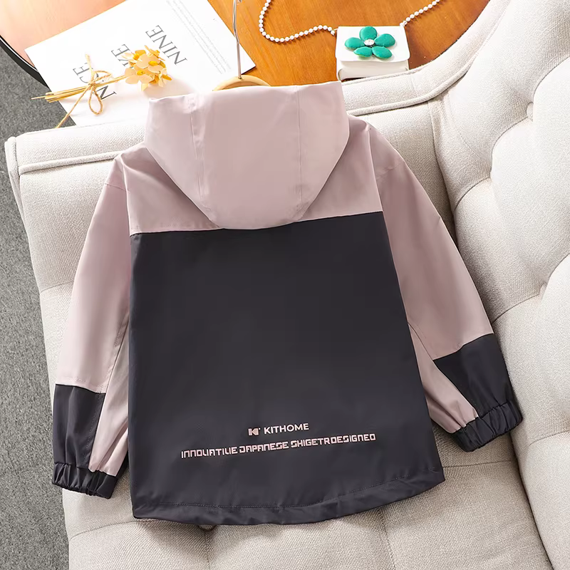 Áo khoác nữ bé gái xuân thu 2025 kiểu mới, áo gió thể thao có mũ chống mưa, áo khoác trẻ em thường ngày