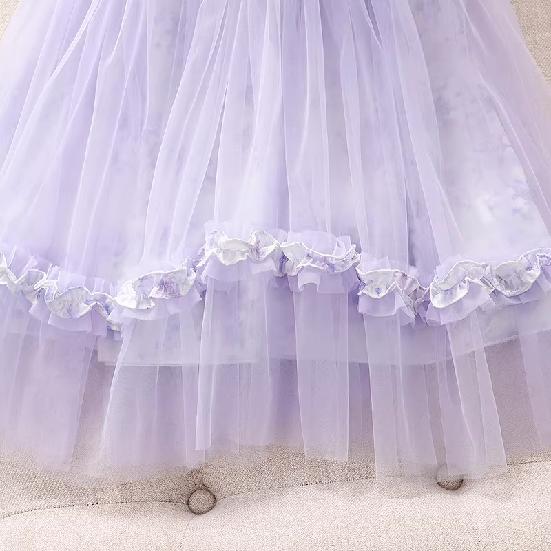 Váy bé gái 2025, quần áo mùa hè mới, váy lưới không tay cho trẻ em, váy công chúa mỏng cho bé gái lớn