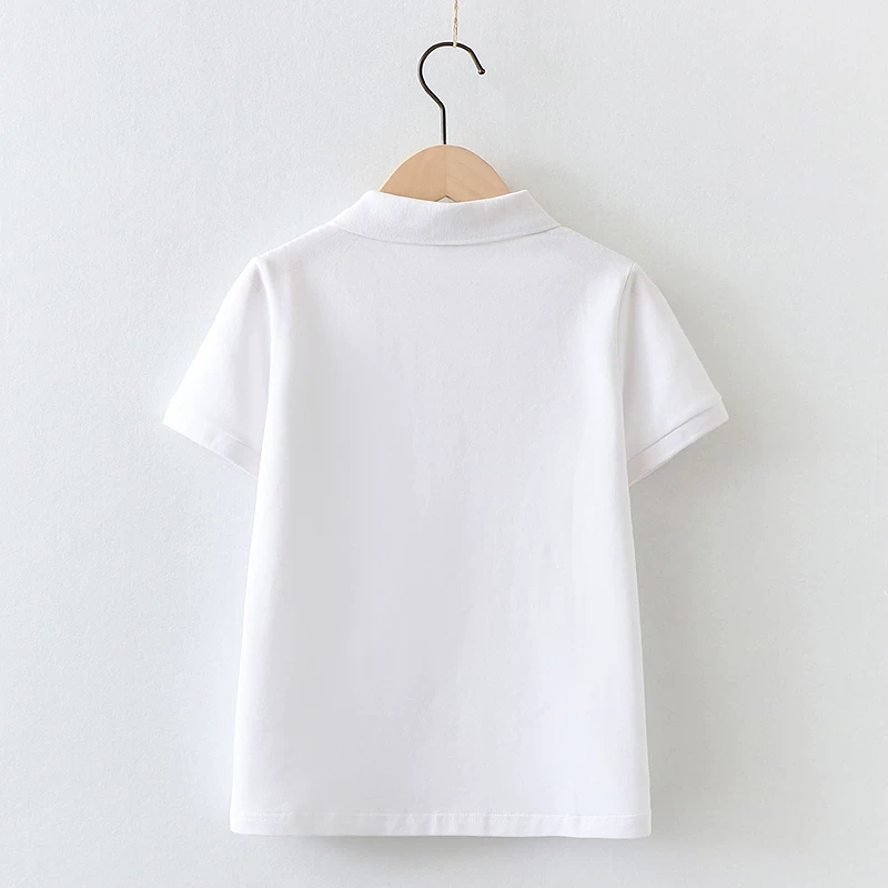 Áo thun ngắn tay bé gái hè 2025 mẫu mới áo polo trẻ em chất liệu cotton nguyên chất in hình hoạt hình áo thun trắng cho trẻ lớn mặc hè