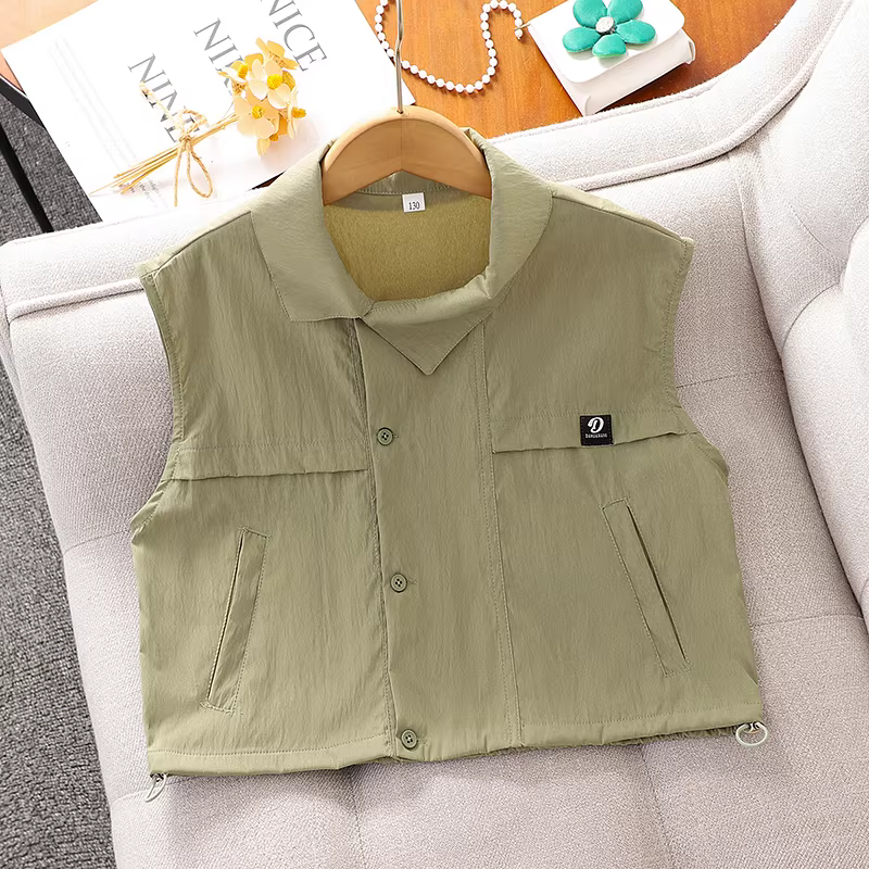 Bộ váy công sở mùa hè cho bé gái, bộ vest hai mảnh không tay mùa hè cho bé gái, trang phục trẻ em mới năm 2025