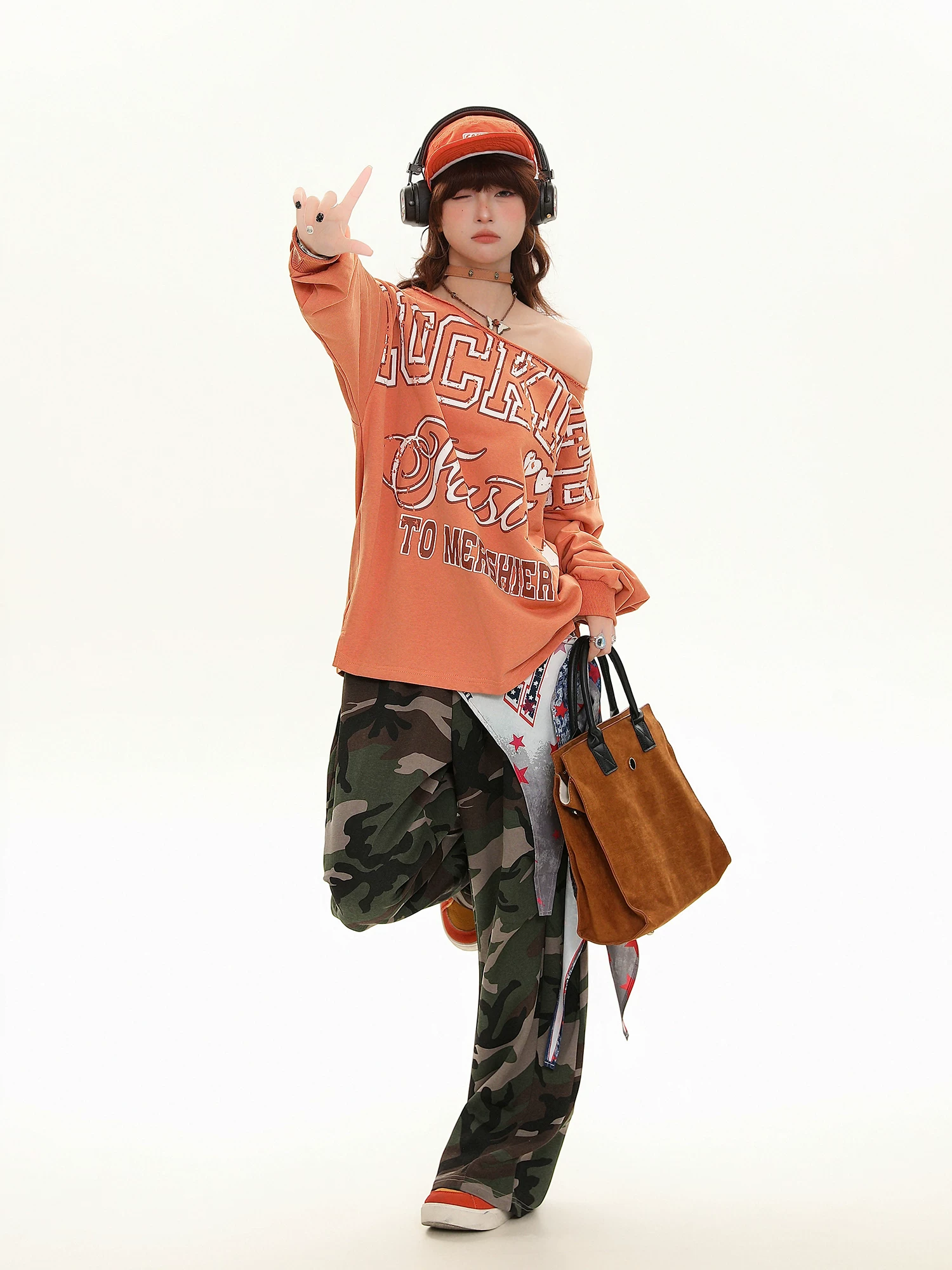 Áo sweatshirt nữ tay dài kiểu Mỹ Bulu Biscuit, phong cách ngọt ngào, cá tính, chất liệu mềm mại, dáng rộng, thoải mái, mùa thu 2025.