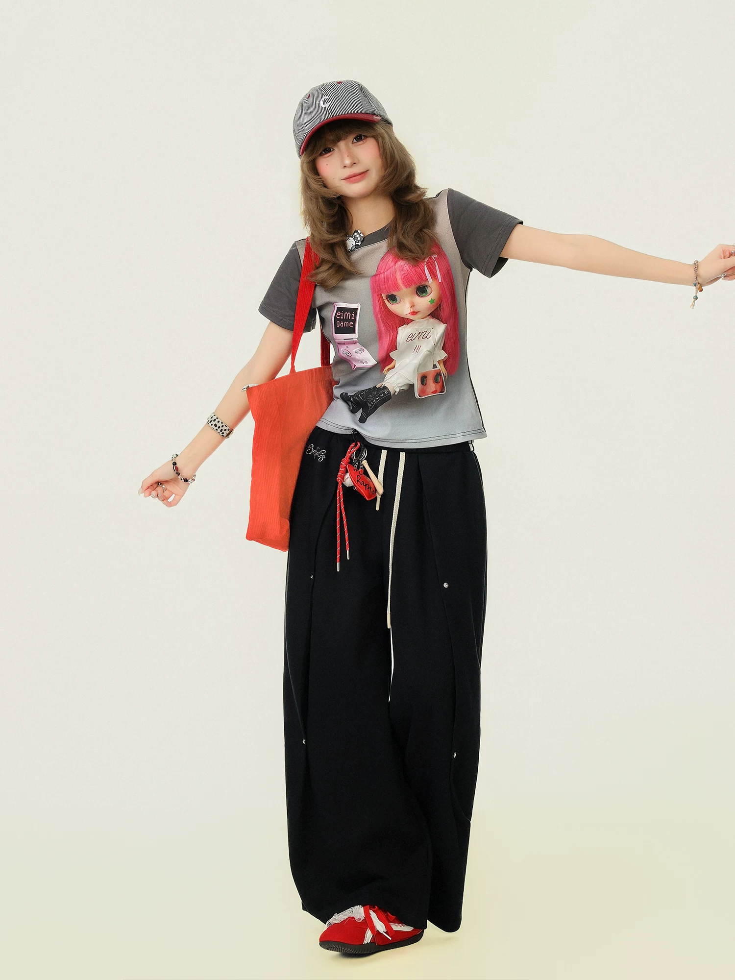 Áo thun ngắn tay in hình cô gái hoạt hình phong cách Y2K dành cho nữ, áo crop top dáng ôm phong cách Hàn Quốc mùa hè.