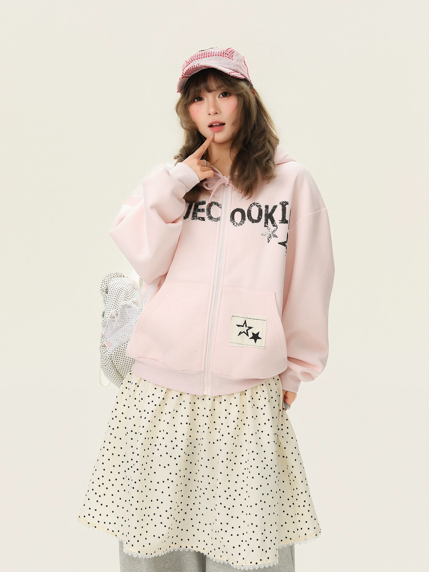 Áo khoác cardigan có mũ trùm đầu thêu họa tiết chắp vá theo phong cách retro của Bulu Biscuit dành cho nữ, áo khoác thường ngày rộng rãi và đa năng cho mùa xuân.