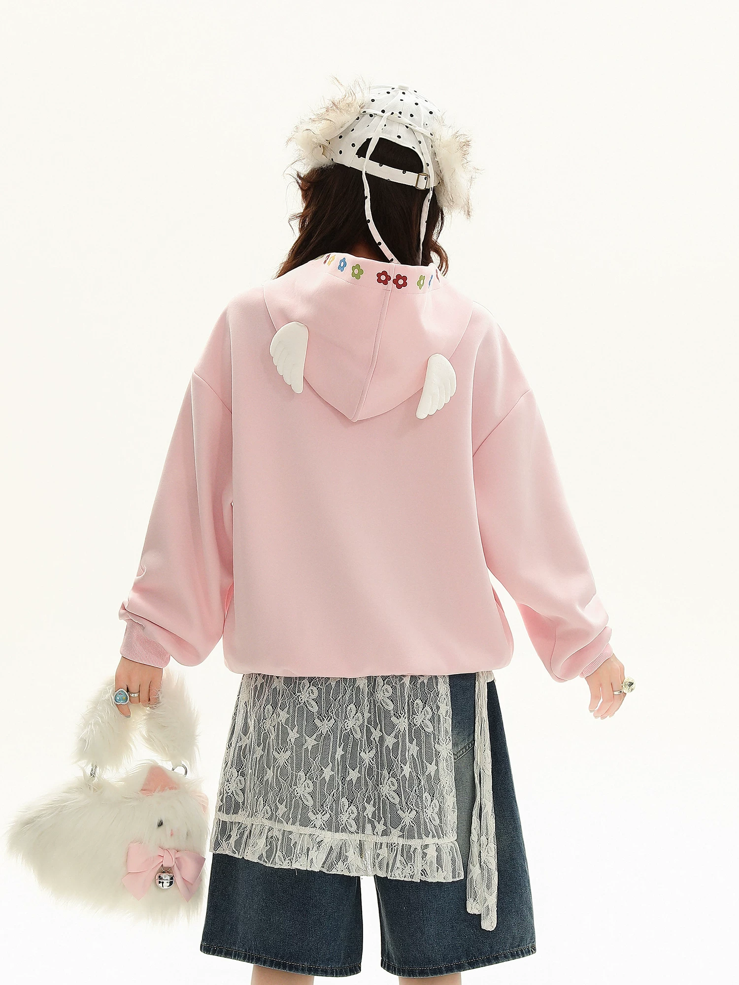 Áo nỉ có mũ trùm đầu kiểu Mỹ Bulu Biscuit dành cho nữ, áo hoodie rộng rãi thoải mái cho mùa thu.
