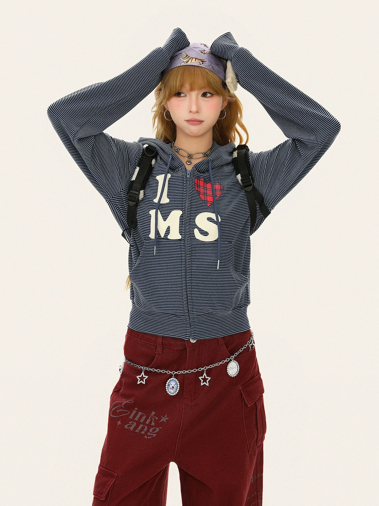 Áo khoác hoodie sọc in chữ phong cách Mỹ ngọt ngào, mát mẻ dành cho nữ, áo khoác cardigan dáng ôm mùa thu.