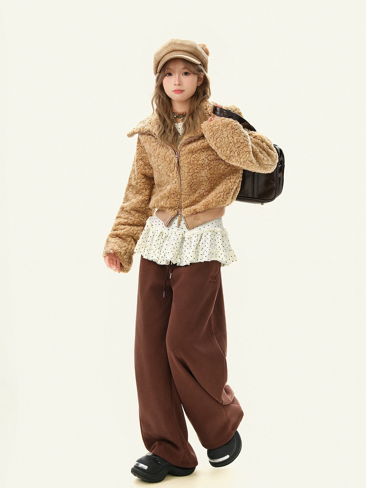 Áo khoác cotton ngắn cổ đứng kiểu Mỹ Bulu Biscuit dành cho nữ, thiết kế mùa đông, ấm áp, giản dị, áo khoác đa năng.