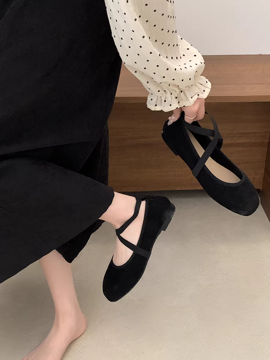 Giày bệt nữ Nanzai Nanfang màu hồng kiểu mới mùa thu 2025, đế mềm, kiểu Mary Jane, phối cùng chân váy