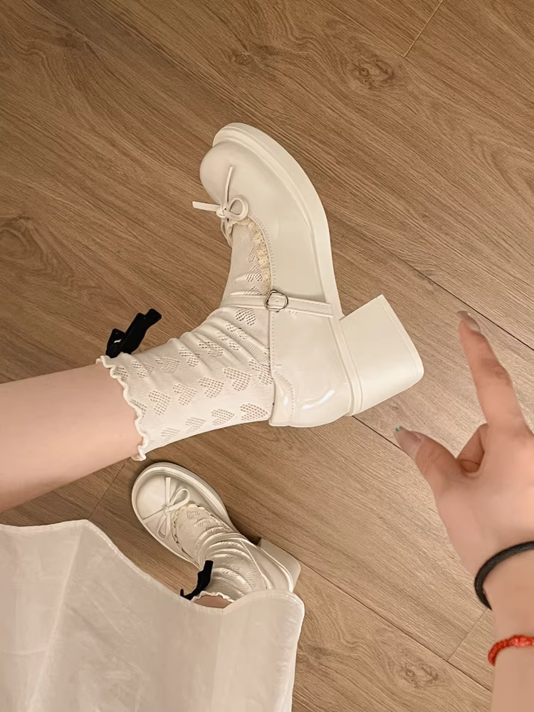 Giày cao gót da đen kiểu Pháp cổ điển, đế dày, dành cho nữ, mẫu mới thu đông 2025, kiểu Mary Jane đa năng.