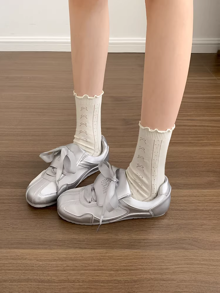 Giày tập múa ba lê đế bằng phong cách Nanzai Nanfang Silver dành cho nữ, mẫu mới Thu 2025, đa năng, kiểu retro, phong cách Forrest Gump