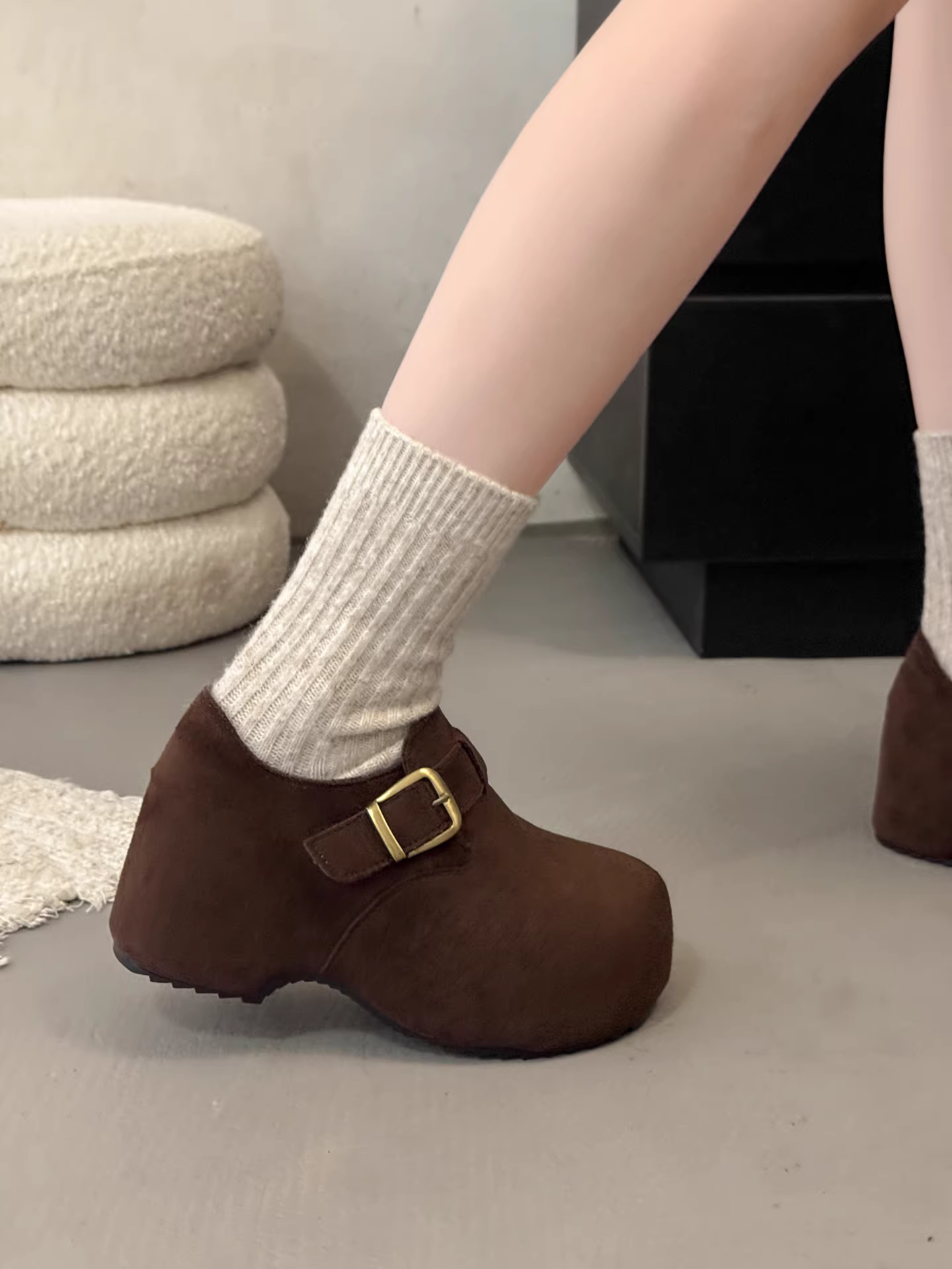 Giày Birkenstock đế dày kiểu cổ điển Nanzai dành cho nữ 2025 Giày cotton đa năng lót lông cừu mới mùa thu đông