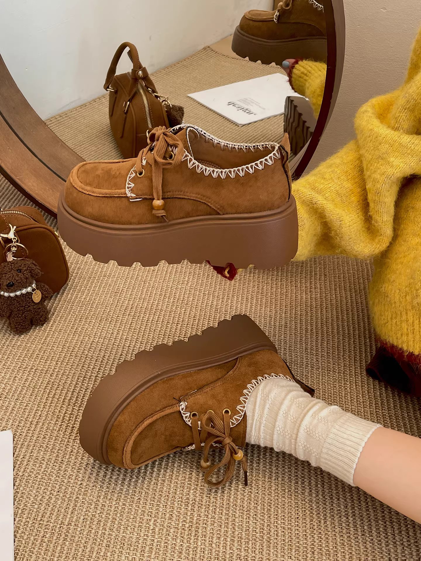 Giày Birkenstock đế dày đa năng kiểu retro dành cho nữ, mẫu mới mùa thu 2025, màu nâu, đế mềm, phong cách Anh.