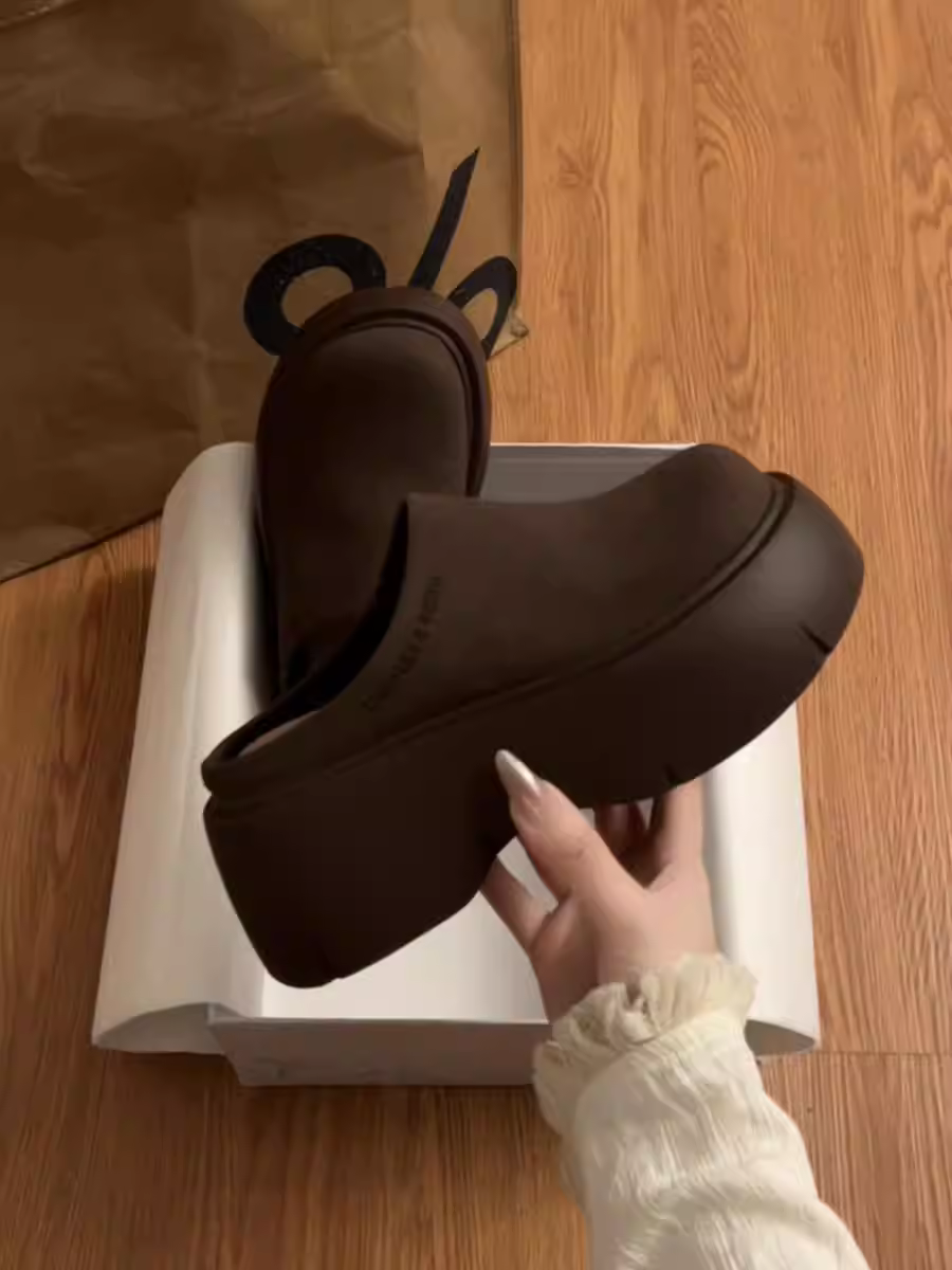 Giày nửa dép kiểu Birkenstock đế dày dành cho nữ, có lớp lót lông mềm mại, thích hợp đi ngoài trời, mẫu mới thu đông 2025, giày Birkenstock tăng chiều cao.