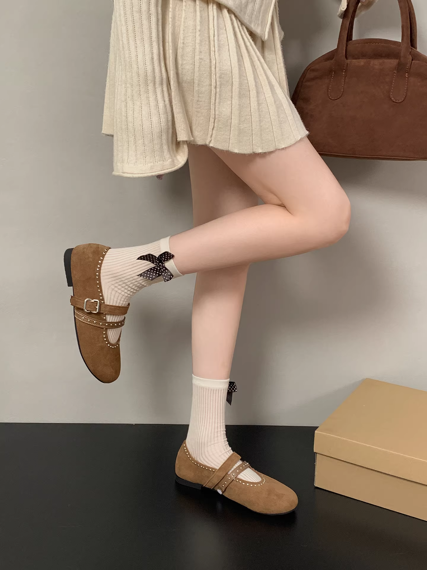 Giày bệt kiểu Pháp cổ điển Nanzai dành cho nữ, mẫu mới Thu 2025, đế mềm, kiểu Mary Jane, phối cùng chân váy