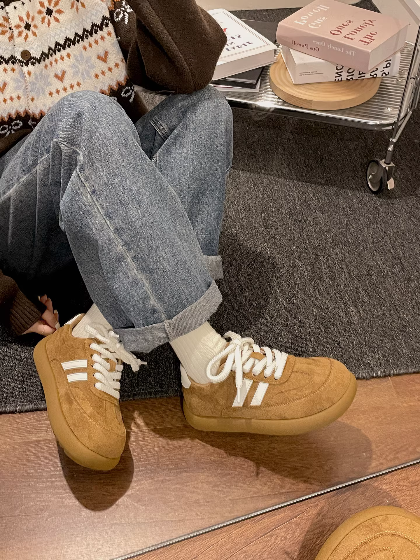 Giày thể thao đế dày kiểu cổ điển Nanzai dành cho nữ, mẫu thu đông 2025 mới, đa năng phối với chân váy, giày thể thao cổ thấp tăng chiều cao.