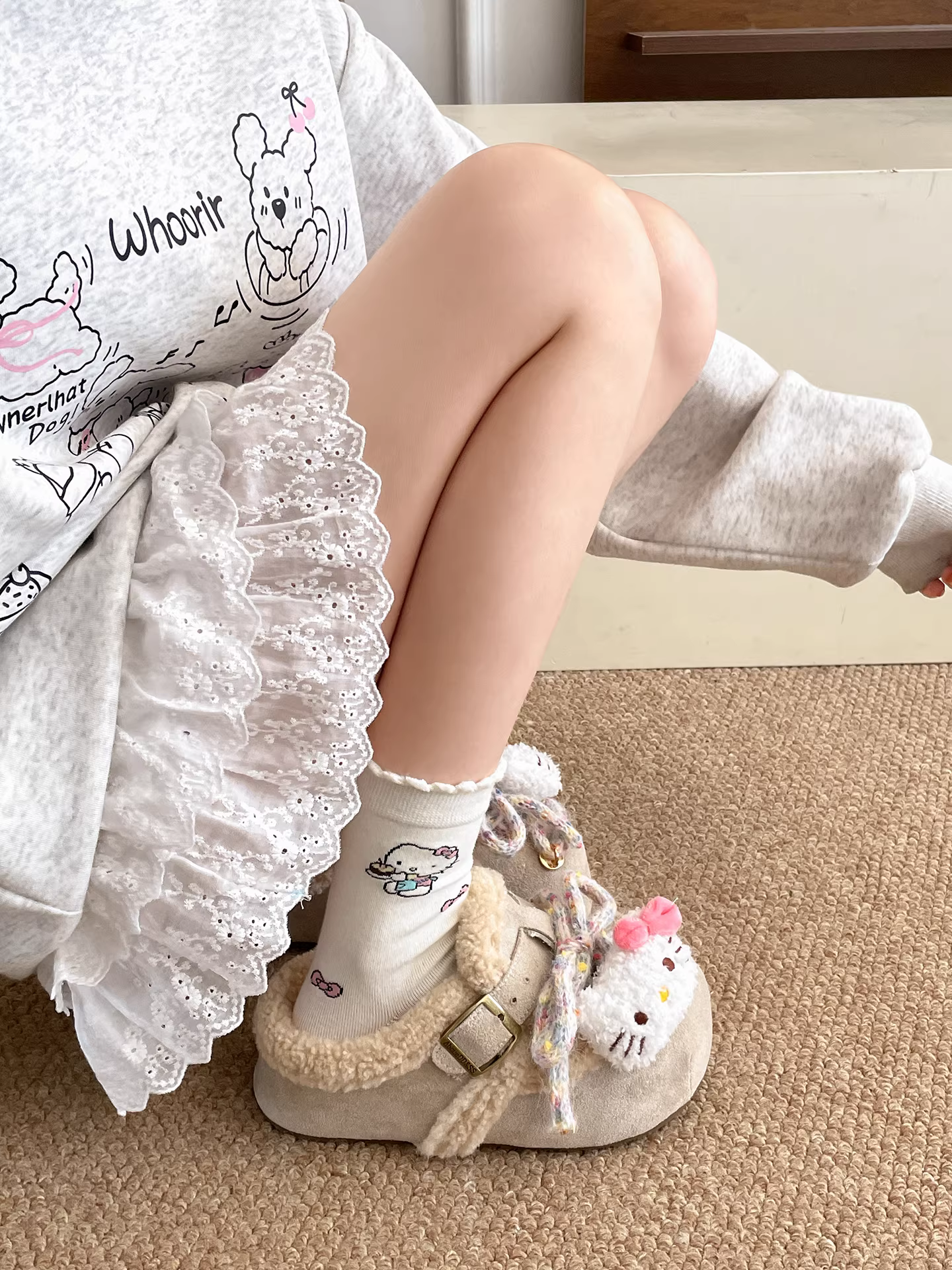 Giày Birkenstock đế dày lót lông giữ ấm mùa đông kiểu retro dễ thương, tăng chiều cao, dành cho nữ, mẫu mới 2025