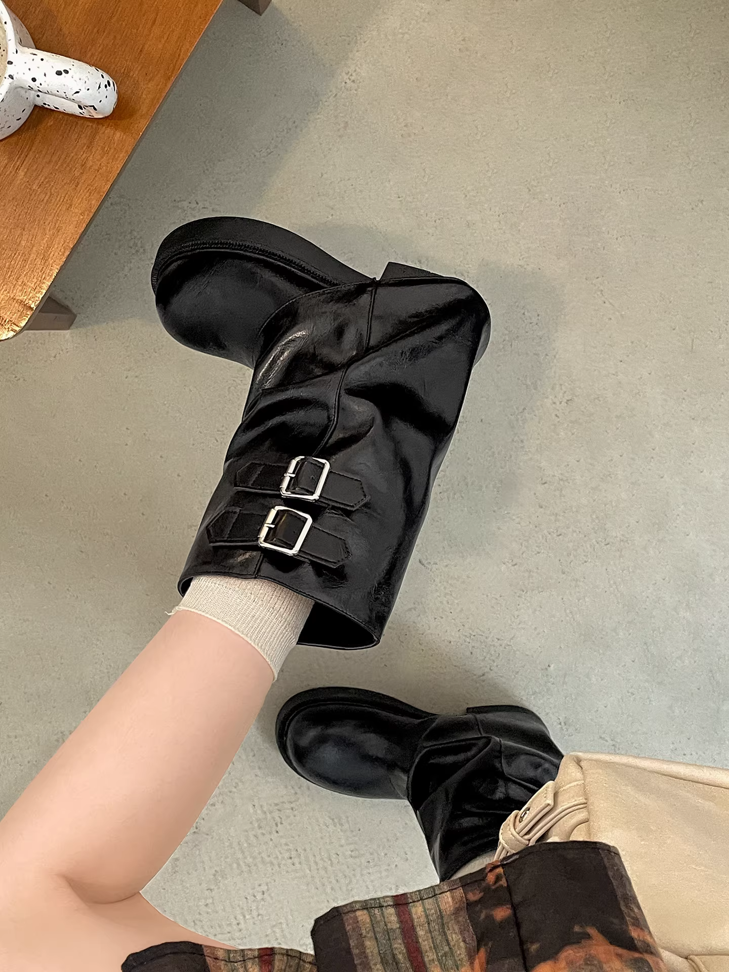 Giày bốt cổ ngắn tăng chiều cao Melard Brown Chunky Heel dành cho nữ ở miền Nam nước Anh 2025 Giày bốt giảm béo mùa thu đông mới