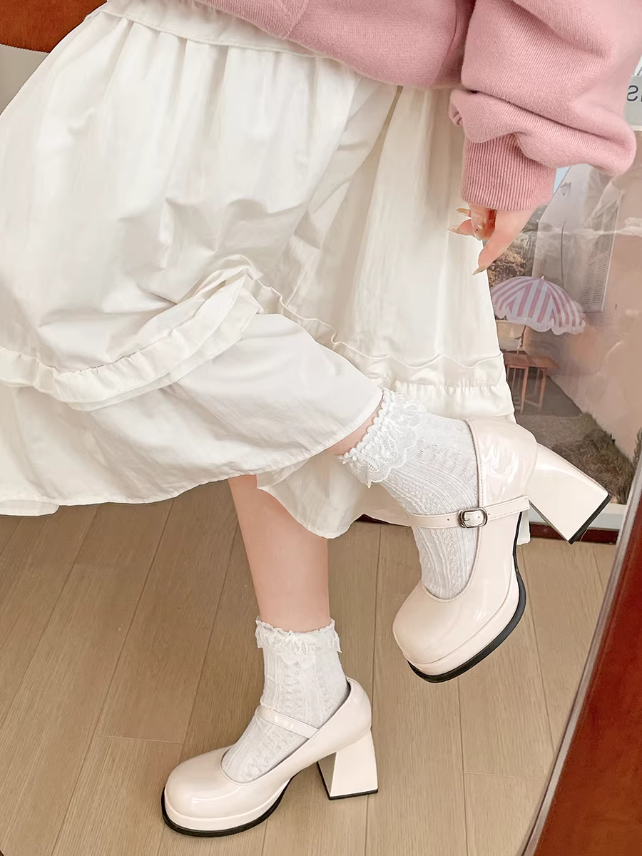 Giày cao gót chunky kiểu Pháp cổ điển dành cho nữ, mẫu mới thu 2025, đa năng, kiểu Mary Jane, chất liệu da, đế thấp, phối được với chân váy
