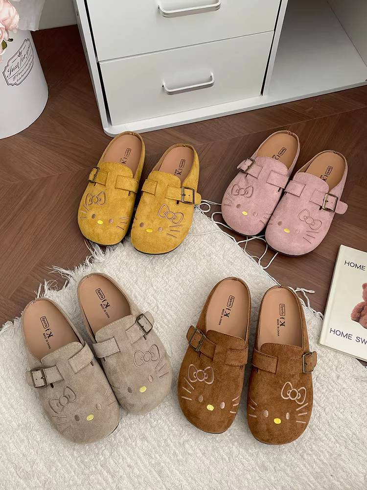 Dép nữ đế dày cổ điển, kiểu kín mũi, thời trang thu đông 2025, kiểu mới, màu hồng, kiểu Birkenstock, phối cùng chân váy