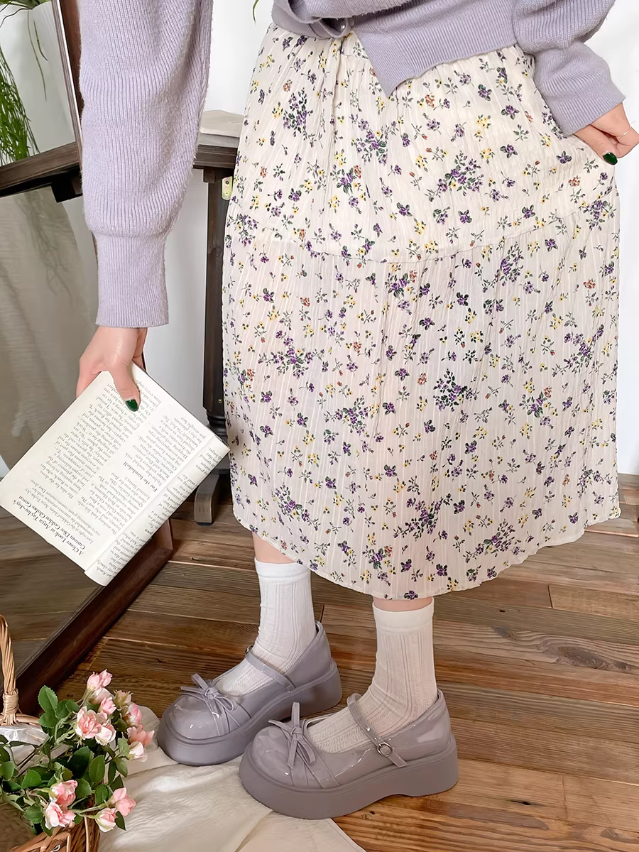 Giày da nữ đế dày mũi tròn kiểu retro, phong cách mùa thu mới 2025, phối cùng chân váy, kiểu Mary Jane.